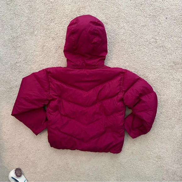 GAP Kids Girl Rose Pink Red Puffer Bomber Jacket Lined Removable Hood Size XL 12 - Picture 3 of 16